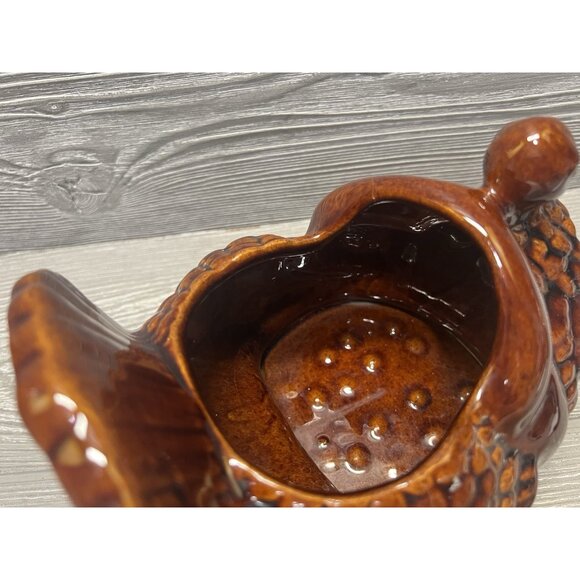 Haeger Thanksgiving Turkey Dark Brown Planter Vase Ceramic Autumn Centerpiece - Picture 7 of 9